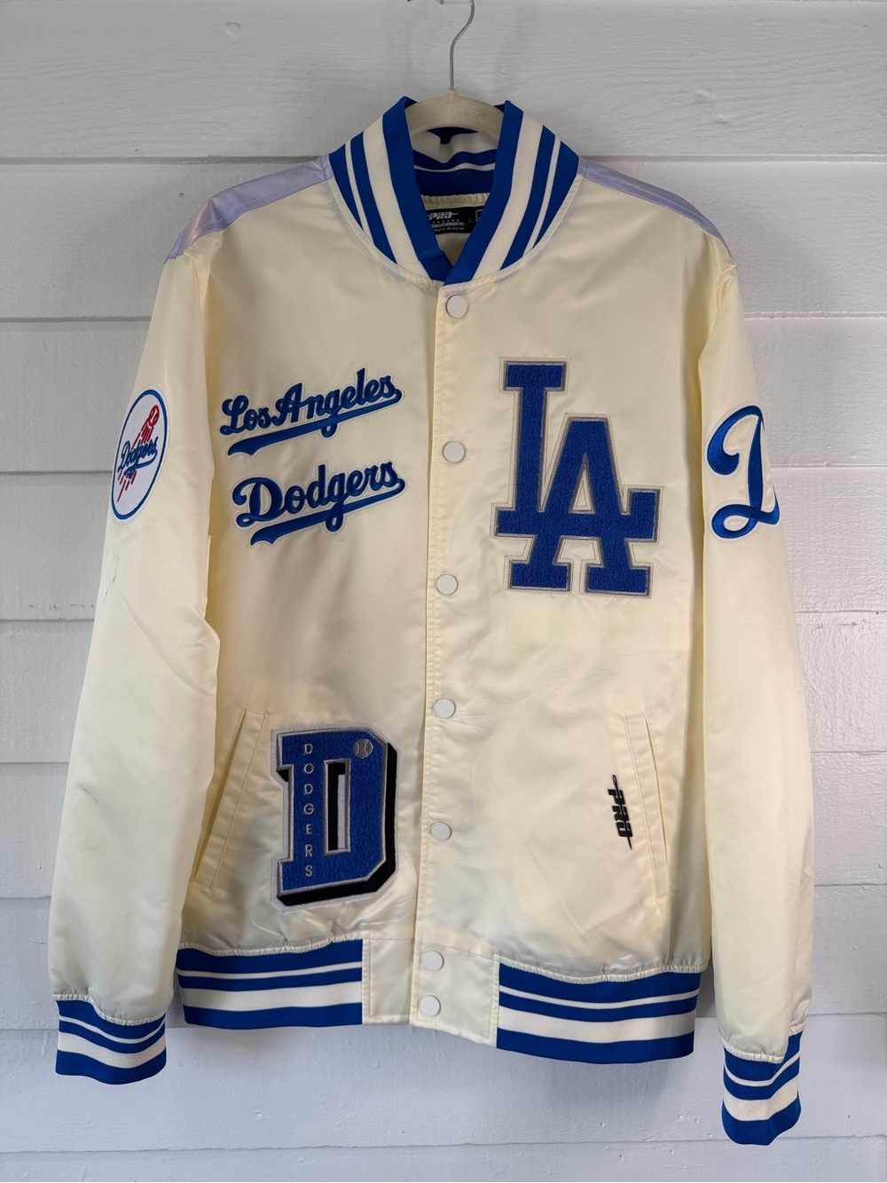 Los Angeles Dodgers Cream & Royal Blue Varsity Jacket, Official MLB Merch